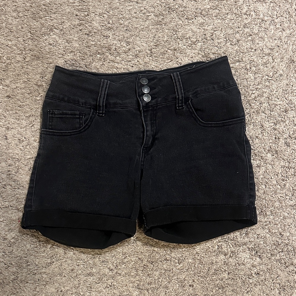 Paris Blues Black Triple-Button Denim Shorts